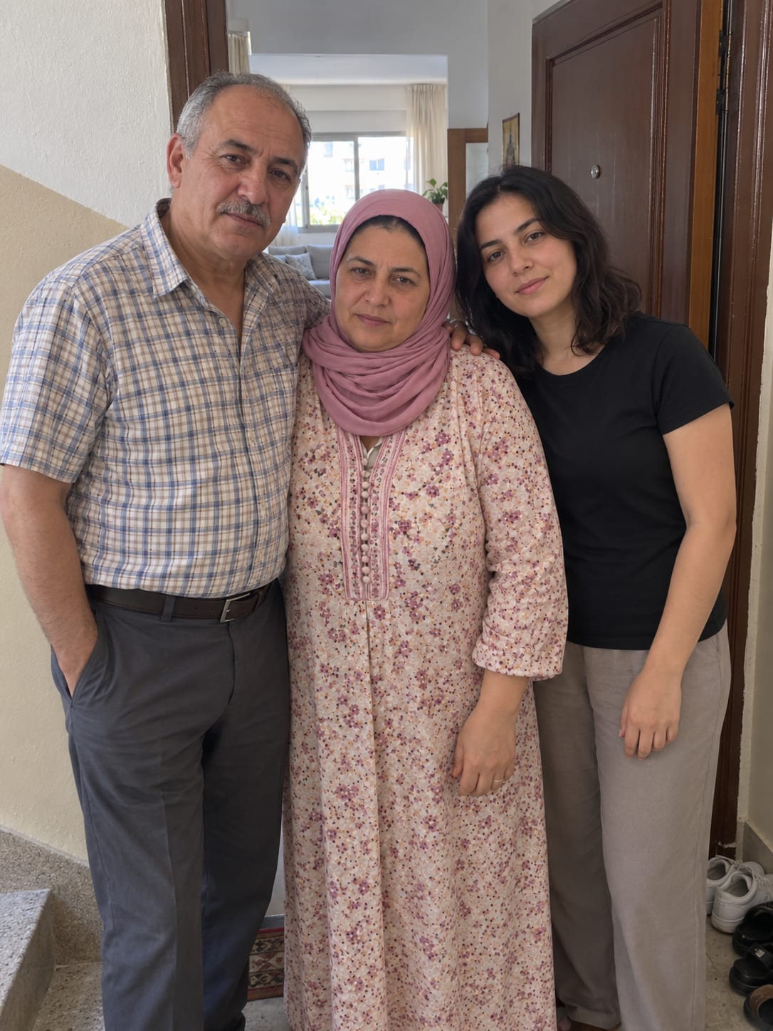 عائلة أمام باب دارها